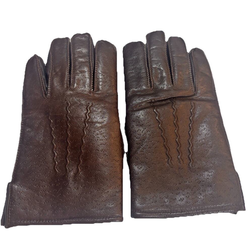 Vintage Sears Leather Gloves Lined Men’s Brown Driving Winter 56611 Small Japan